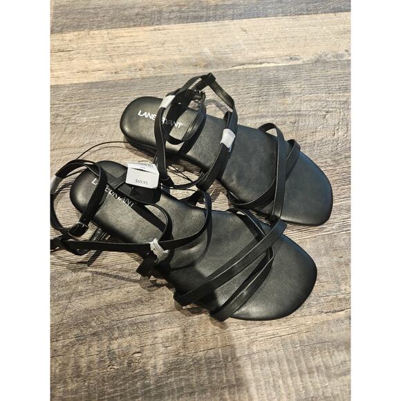 Lane bryant strappy flat sandals new black women's size 8 - Picture 3 of 4
